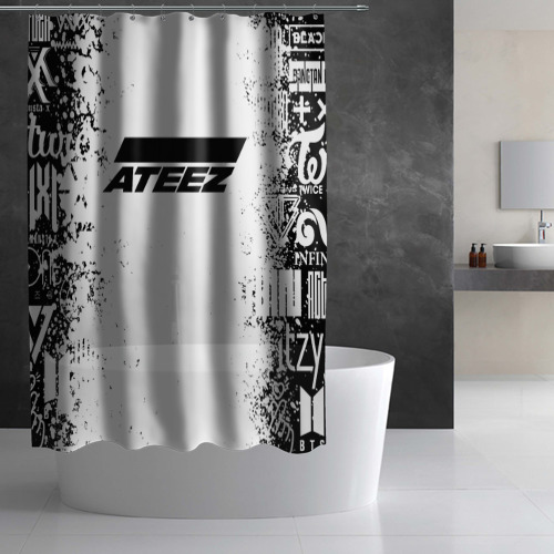 Штора 3D для ванной Ateez black and white - фото 2