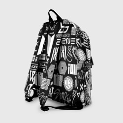 Рюкзак с принтом Ateez black and white для любого человека, вид сзади №1. Цвет основы: белый