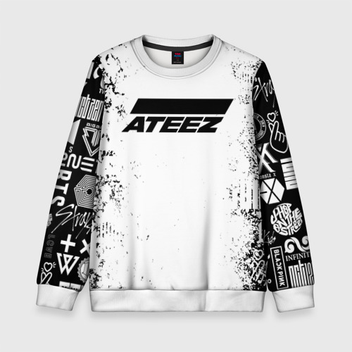 Детский свитшот 3D Ateez black and white, цвет 3D печать