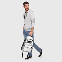 Рюкзак с принтом Ateez black and white для любого человека, вид спереди №5. Цвет основы: белый