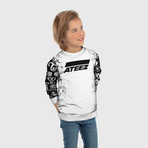 Детский свитшот 3D Ateez black and white, цвет 3D печать - фото 5