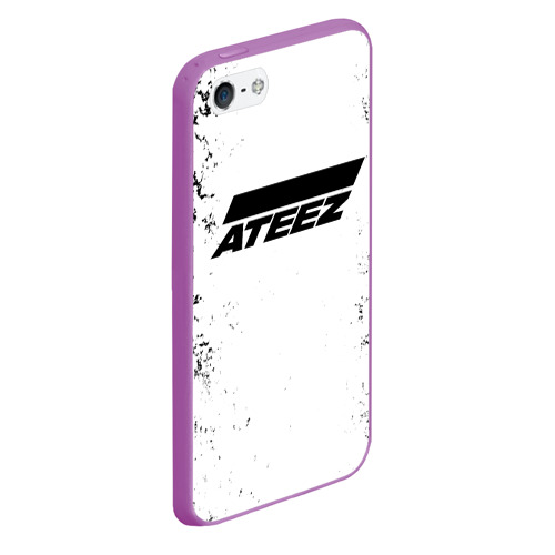 Чехол для iPhone 5/5S матовый Ateez black and white, цвет фиолетовый - фото 3