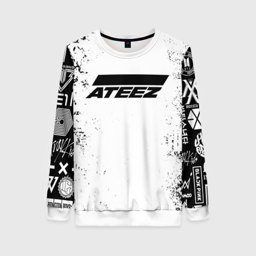 Женский свитшот 3D Ateez black and white, цвет 3D печать