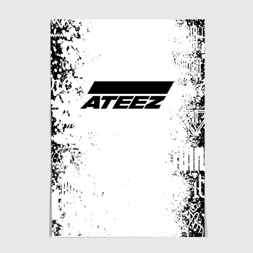 Постер Ateez black and white