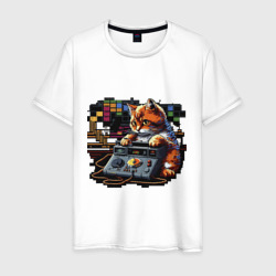 Мужская футболка хлопок Пиксельный котик RJ
