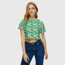 Женская футболка Crop-top 3D Камуфляж деревья двуцветный - фото 2