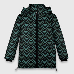 Женская зимняя куртка Oversize Японский бирюзовый паттерн
