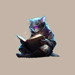 Мужской свитшот хлопок Кот ученый с книгой, Киберпанк - фото 2
