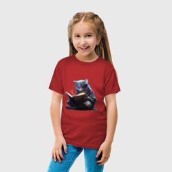 Детская футболка хлопок Кот ученый с книгой, Киберпанк - фото 2