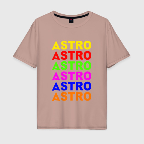 Мужская футболка хлопок Oversize с принтом Astro color logo, вид спереди #2