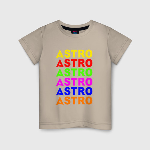 Детская футболка хлопок с принтом Astro color logo, вид спереди #2