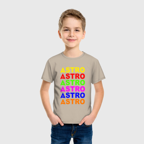 Детская футболка хлопок с принтом Astro color logo, фото на моделе #1