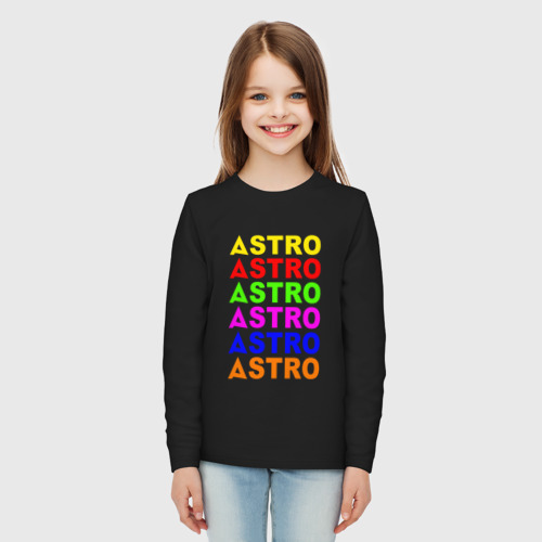 Детский лонгслив хлопок с принтом Astro color logo, вид сбоку #3
