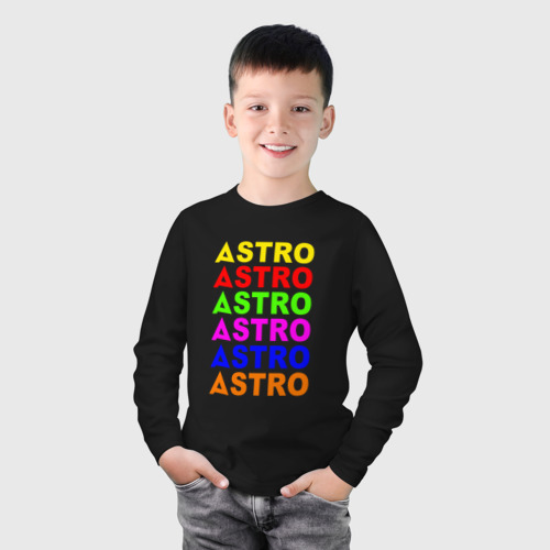 Детский лонгслив хлопок с принтом Astro color logo, фото на моделе #1