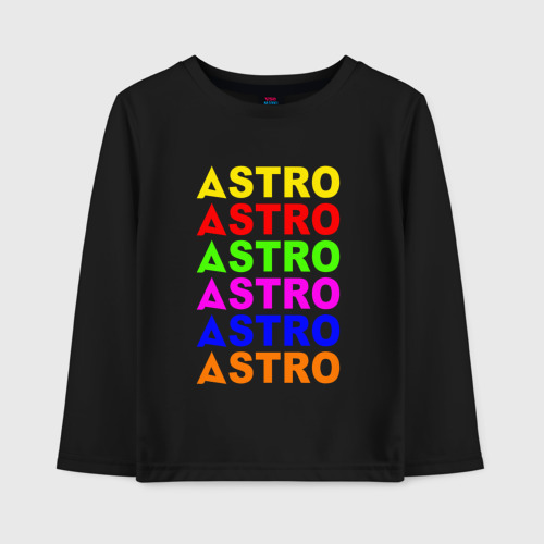 Детский лонгслив хлопок с принтом Astro color logo, вид спереди #2