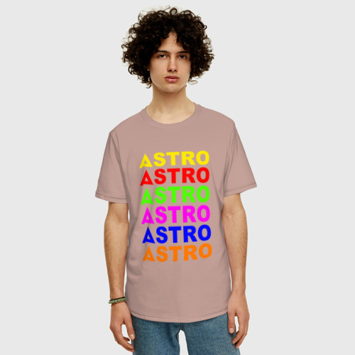 Мужская футболка хлопок Oversize с принтом Astro color logo, фото на моделе #1