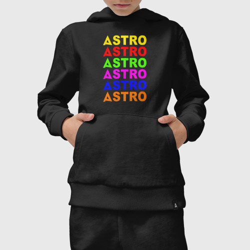Детский костюм с толстовкой хлопок с принтом Astro color logo, вид сбоку #3