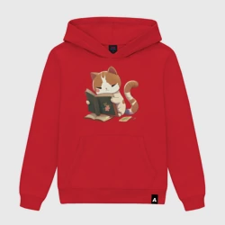 Женская толстовка хлопок Милый кот читает книгу