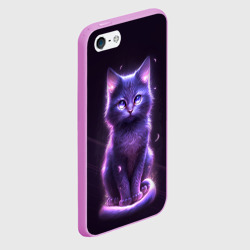 Чехол для iPhone 5/5S матовый Неоновый котик в лесу - фото 2