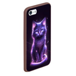 Чехол для iPhone 5/5S матовый Неоновый котик в лесу - фото 2