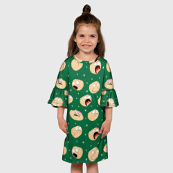Детское платье 3D Картофелины с лицом кричат: мемы на зеленом фоне - фото 2