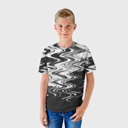 Детская футболка 3D Чёрная вода паттерн - фото 2
