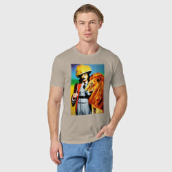 Мужская футболка хлопок Salvador Dali and lion - neural network - фото 2