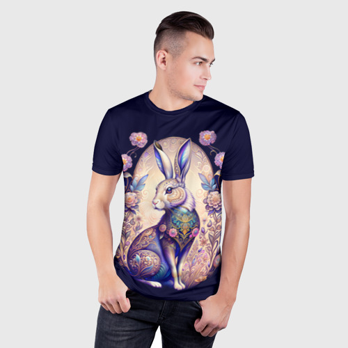 Мужская футболка 3D Slim Мистический заяц, цвет 3D печать - фото 3