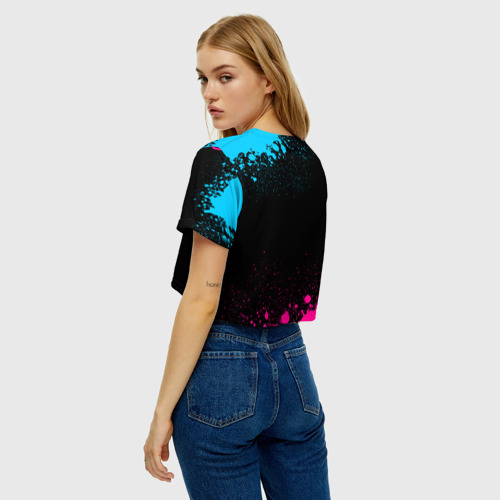 Женская футболка Crop-top 3D Фотограф за работой - неоновый градиент, цвет 3D печать - фото 5