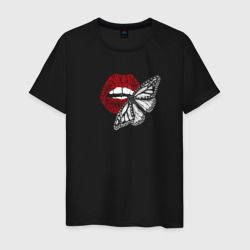 Мужская футболка хлопок Бабочка махаон и поцелуй