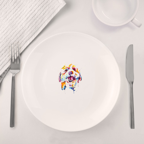 Набор: тарелка + кружка Красочная болонка  - фото 4