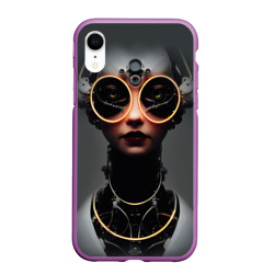 Девушка в очках в стиле киберпанк – Чехол для iPhone XR матовый с принтом купить
