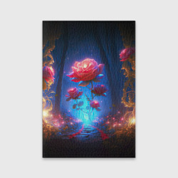 Обложка для паспорта матовая кожа Алая роза в ночном лесу