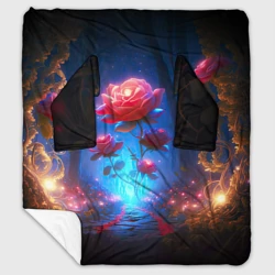 Плед с рукавами Алая роза в ночном лесу