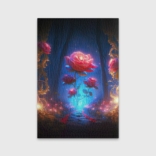Обложка для паспорта матовая кожа Алая роза в ночном лесу, цвет красный - фото 2