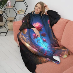 Плед с рукавами Алая роза в ночном лесу - фото 2