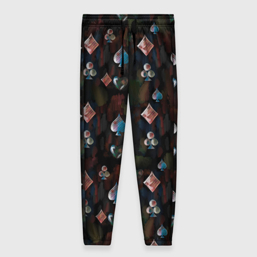 Женские брюки 3D с принтом Паттерн масти карт, вид спереди #2
