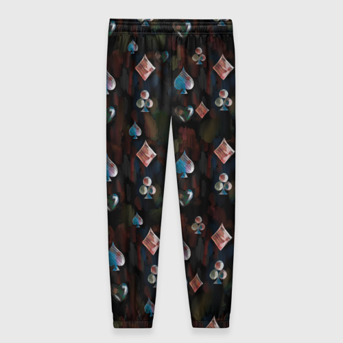 Женские брюки 3D с принтом Паттерн масти карт, вид сзади #1