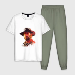 Мужская пижама с белой футболкой хлопок Картина Артур Морган