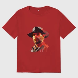 Женская футболка хлопок Oversize Картина Артур Морган