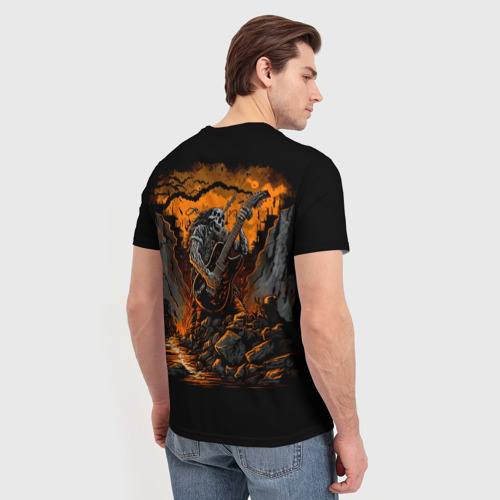Мужская футболка 3D с принтом Мощный гитарист, вид сзади #2