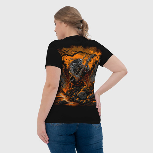 Женская футболка 3D с принтом Мощный гитарист, вид сзади #2