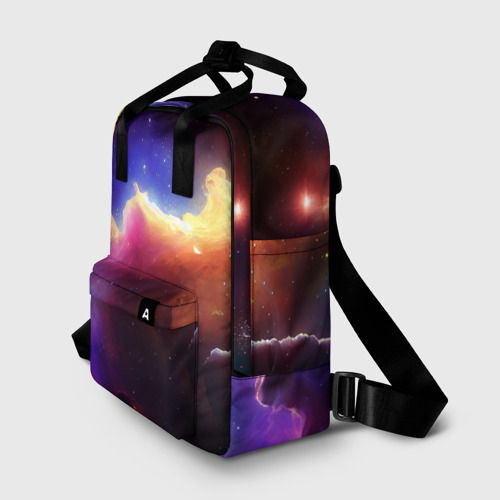 Женский рюкзак 3D с принтом Столкновение галактик, фото на моделе #1