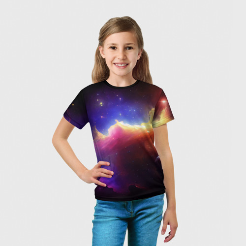 Детская футболка 3D с принтом Столкновение галактик, вид сбоку #3