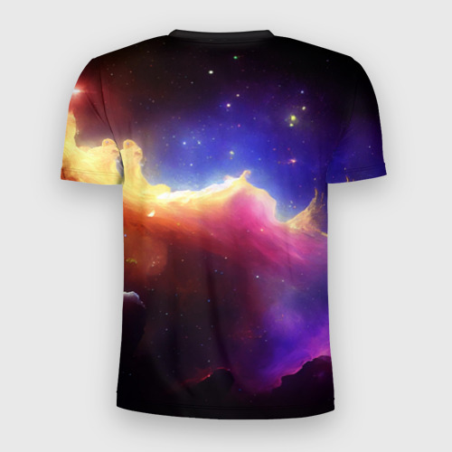Мужская футболка 3D Slim с принтом Столкновение галактик, вид сзади #1
