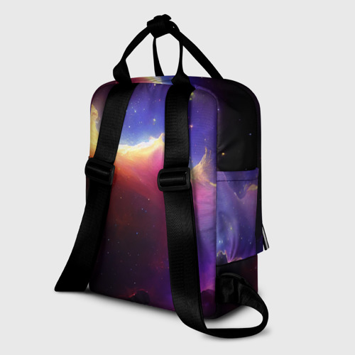 Женский рюкзак 3D с принтом Столкновение галактик, вид сзади #1
