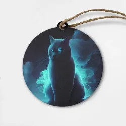 Деревянная игрушка круг Нейрокот в голубом дыму