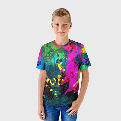 Детская футболка 3D с принтом Фиеста цвета, фото на моделе #1