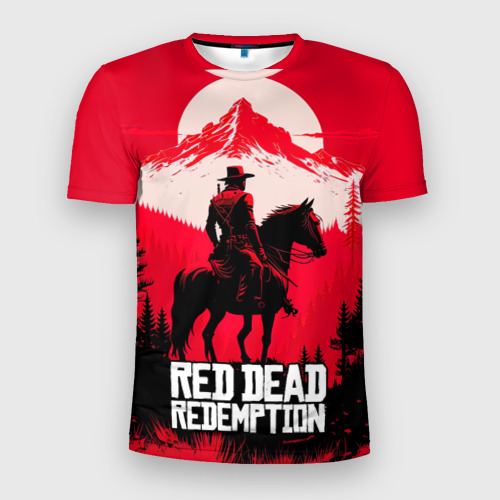 Мужская футболка 3D Slim с принтом Red Dead Redemption, mountain, вид спереди #2