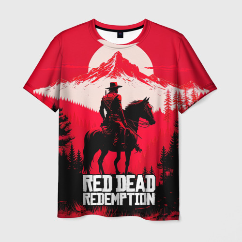 Мужская футболка с принтом Red Dead Redemption, mountain, вид спереди №1